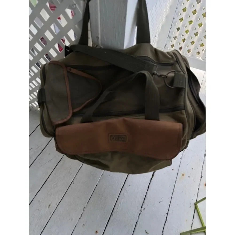 Vintage Jeep Travel Equipment Duffel Bag Green Canvas Weekender 90s